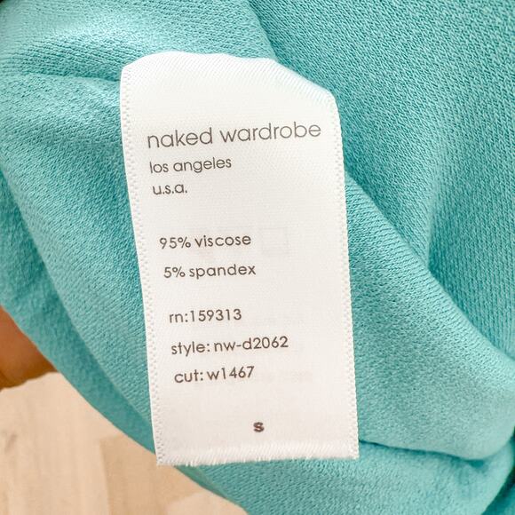 NWOT Naked Wardrobe Cut Out For You Bodycon One Shoulder Mini Dress Blue Small - Picture 7 of 7